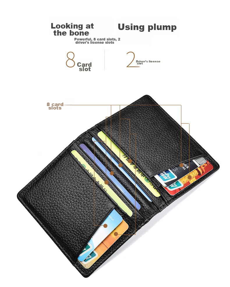 JEVI Genuine Leather Ultra-Thin Card Holder for Men And Women with Multiple Card Slots, Mini Wallet, Driver's License Holder, Simple ID Holder, Top-Grain Leather 4