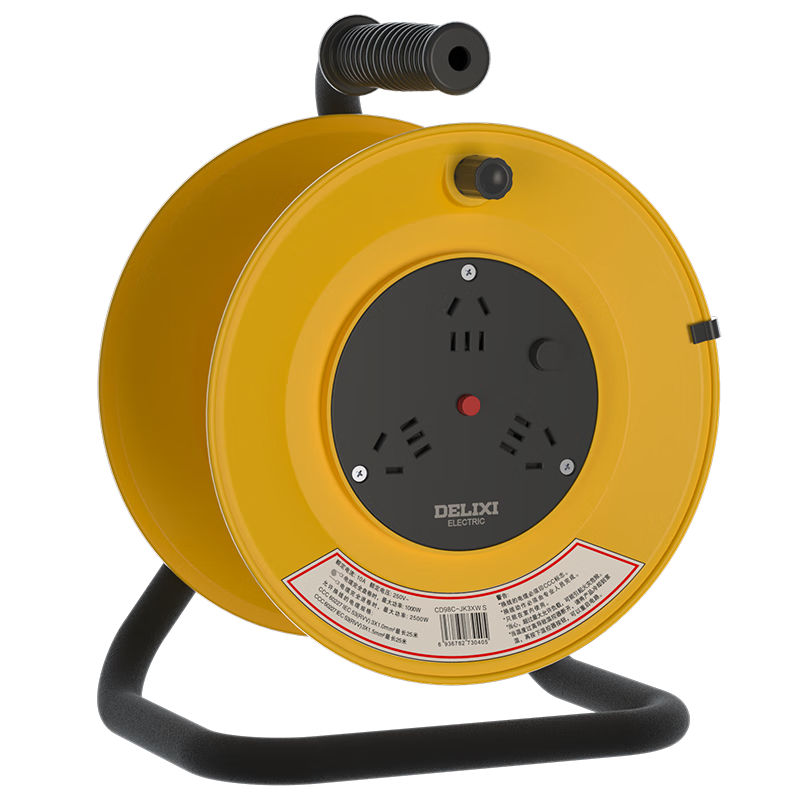 DELIXI National Standard Reel Socket/wiring Reel Power Strip/engineering Reel/overheat Protection Cable Reel, Empty Reel, Can Hold 50 Meters of Wire with Master Switch