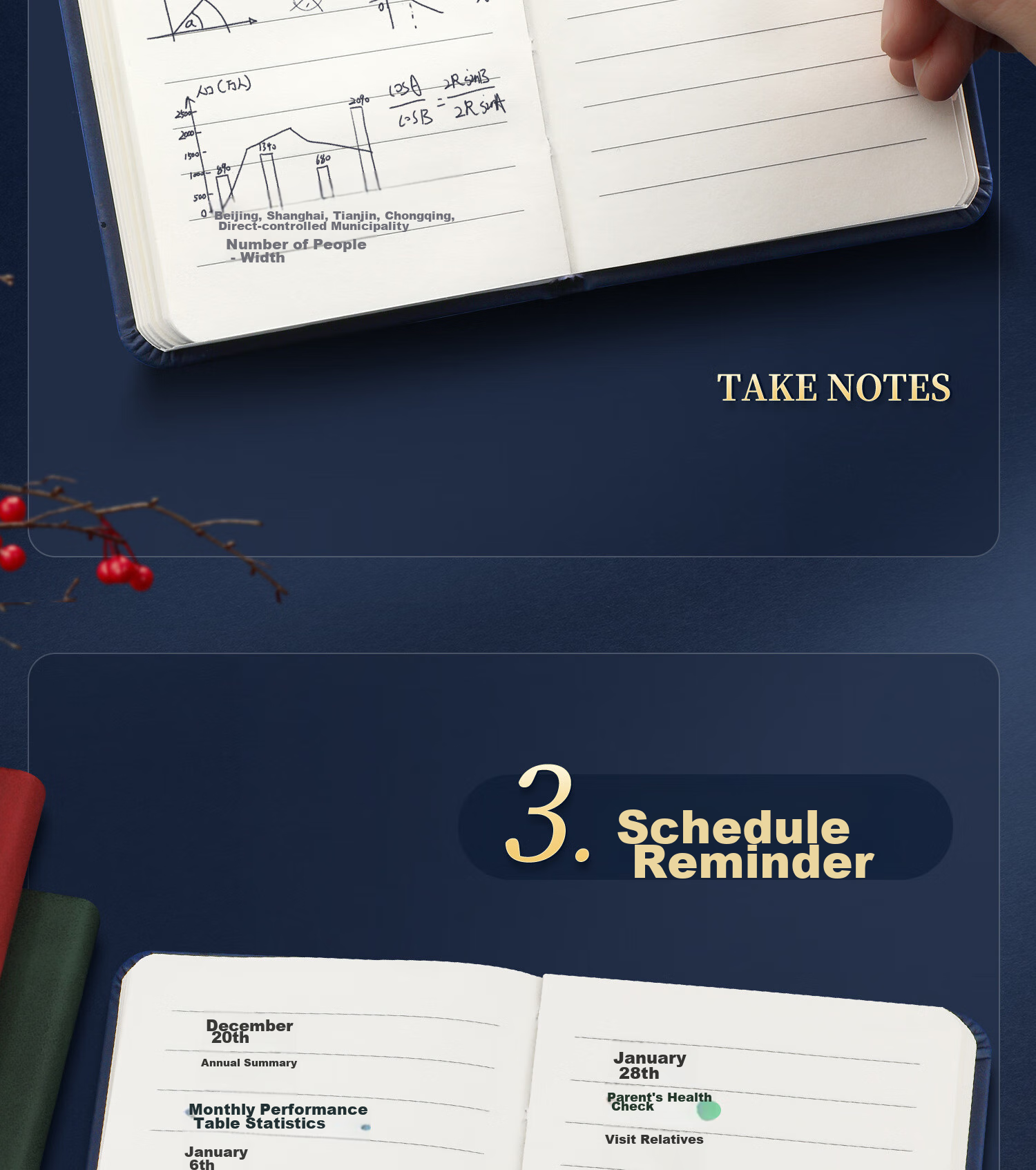Mingyu Pocket Notebook A7 Small Notepad Portable Memo Pad High-Quality Chinese-Style Mini Journal for Accounting, Notes, Vocabulary, And Reminders Graduation Season Gift for Middle And High School Exams Navy Blue 9