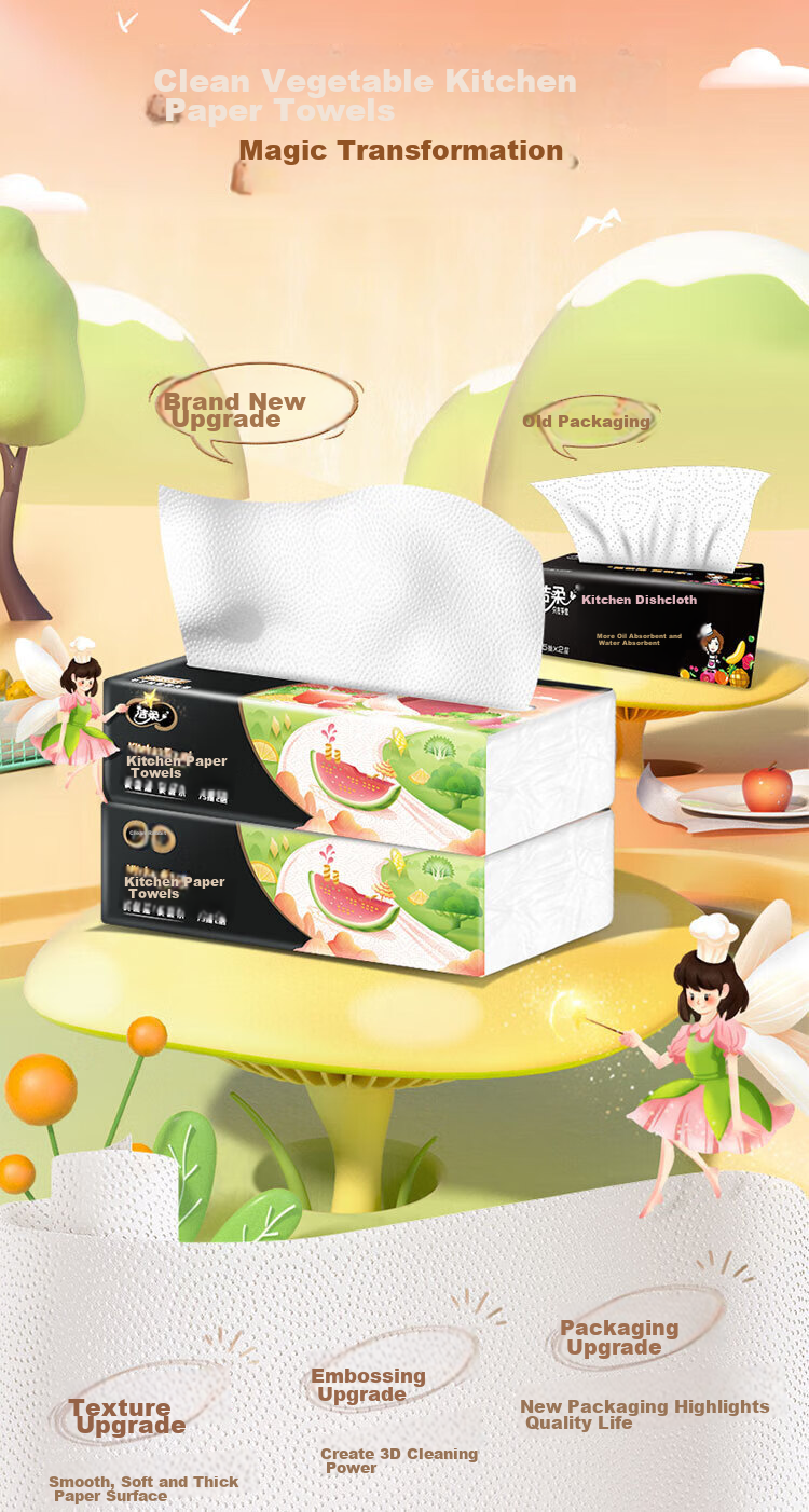 C&S Kitchen Paper Towels, 75 Sheets * 8 Packs, Thick Large Size, New Year Cleaning, Absorbent for Water And Oil Stains, Disposable Lazy Wipes 13