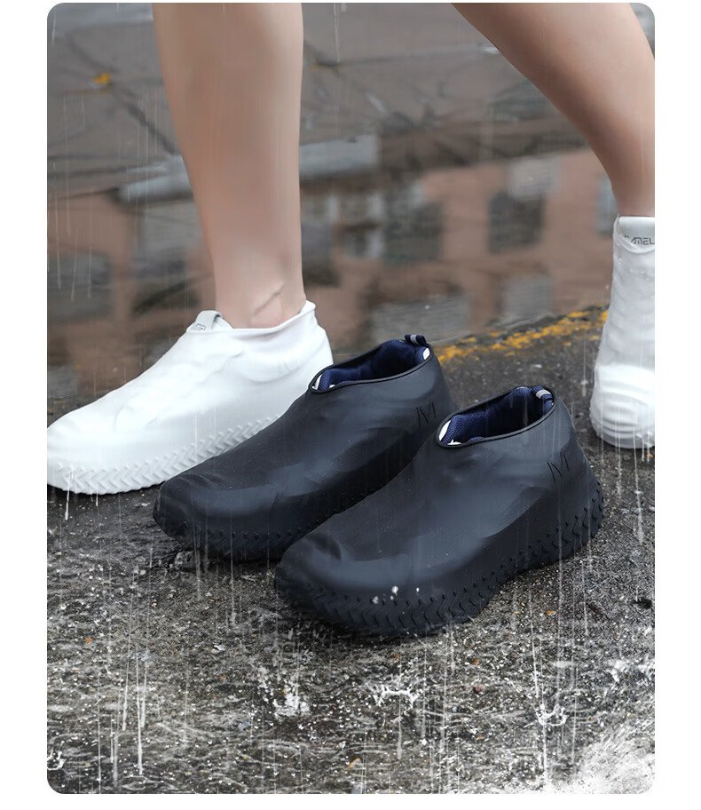 FOOTOPPO Silicone Rain Shoe Covers, Adult Waterproof Shoe Covers, Outdoor Rain Protection, Non-Slip, Wear-Resistant, Rain Boots for Children And Adults 10