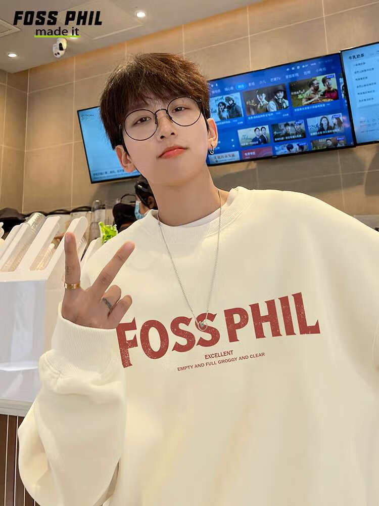 Foss Phil Casual Sweatshirt for Men, Spring And Autumn New Year Long-Sleeve T-Shirt, Base Layer for Year of The Horse Zodiac, Red Top FPW3 Size L 10