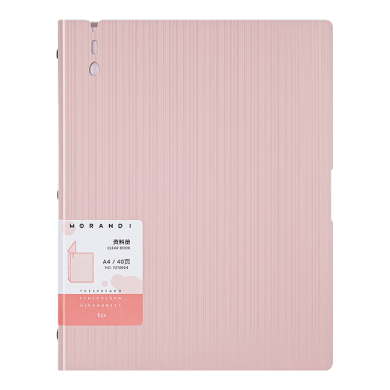 Fizz Morandi Color, 40 Pages A4 Document Folder, Large Capacity Student File Folder, Loose-Leaf Binder, Student Exam Paper Organizer, Subject-Specific Storage Bag, Office Supplies, Red FZ10024