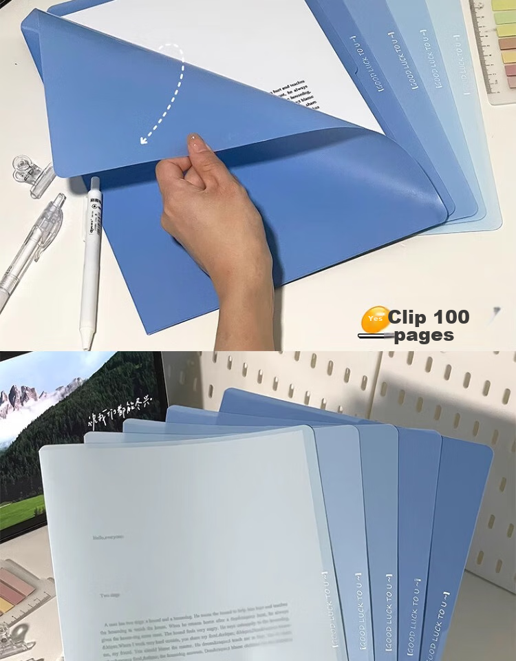 Shaonianban File Folder, Two-Page Document Holder for A4 Gradient Single Sheet, Office Stationery, Single Page Exam Paper Storage Bag, L-Shaped Waterproof Single Sheet Exam Paper Folder, Storage Folder, Green, Pack of 5 19