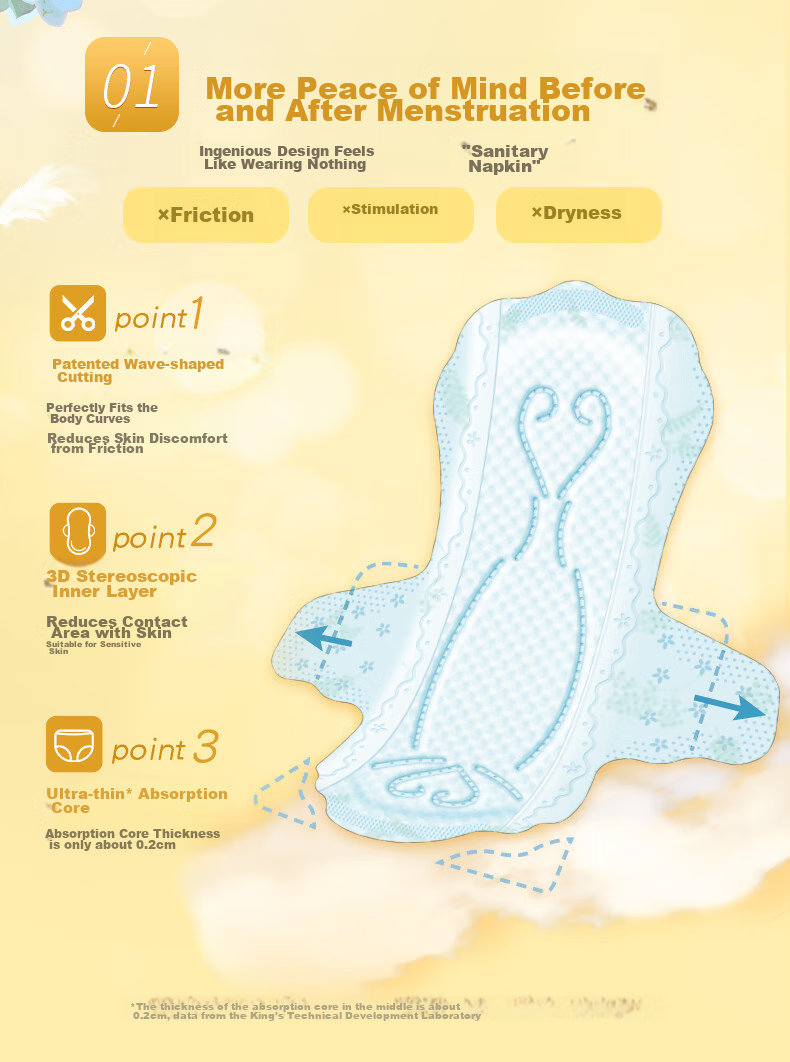 Elis Mini Sanitary Pads, 180mm*42 Pieces, Ultra-Thin Panty Liners with Wings, Soft Cotton Daytime Sanitary Napkins 3