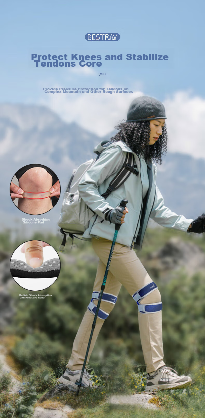 Bestray Climbing Knee Pads for Hiking, Outdoor Trekking Knee Protectors for Men And Women, Professional Sports Knee Protectio 7
