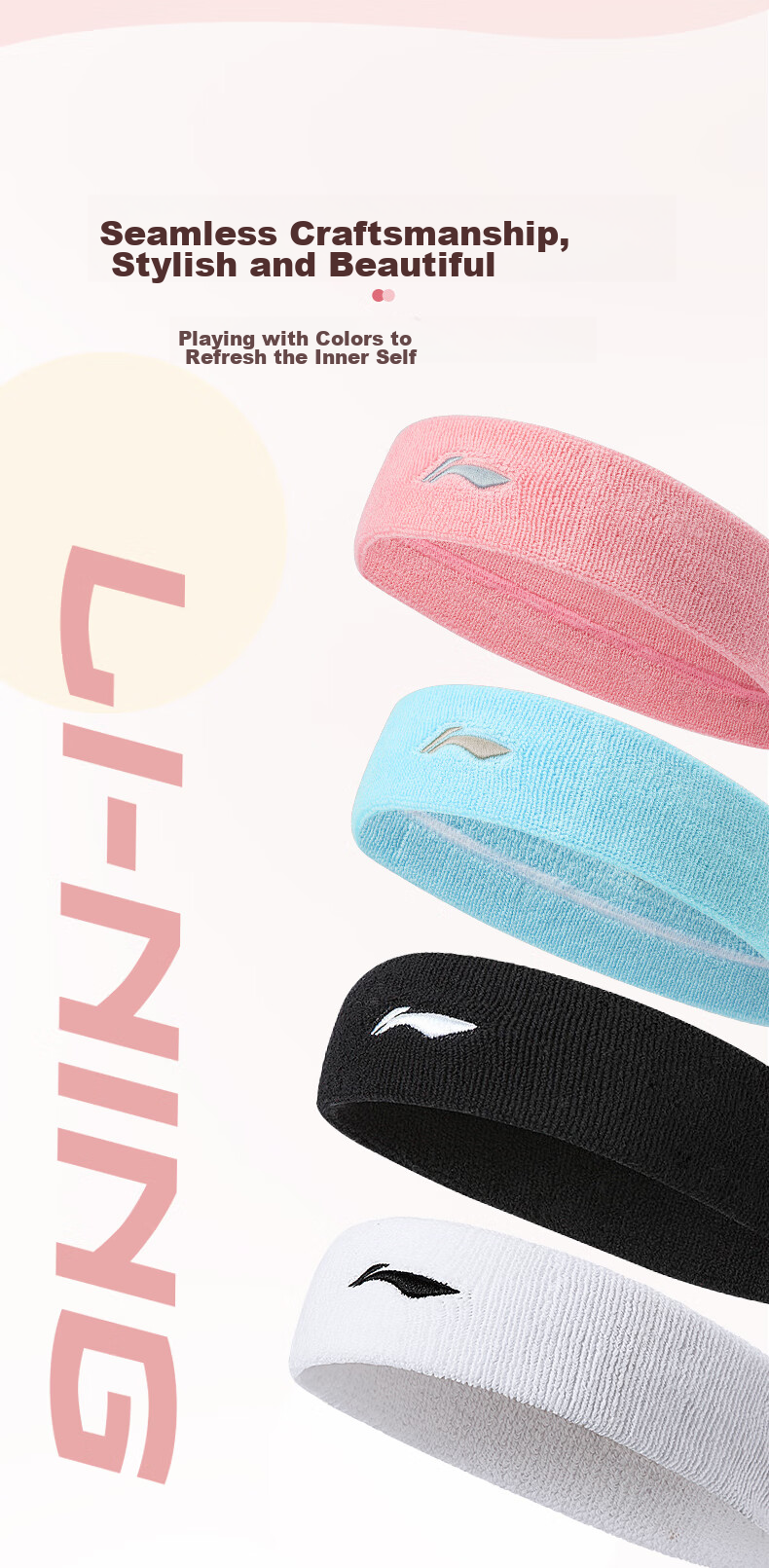 Li-Ning Sports Headband for Men And Women, Sweat-Absorbing Sweat-Wicking Headband for Running, Yoga, Dance, Basketball Hair Tie Headband 8