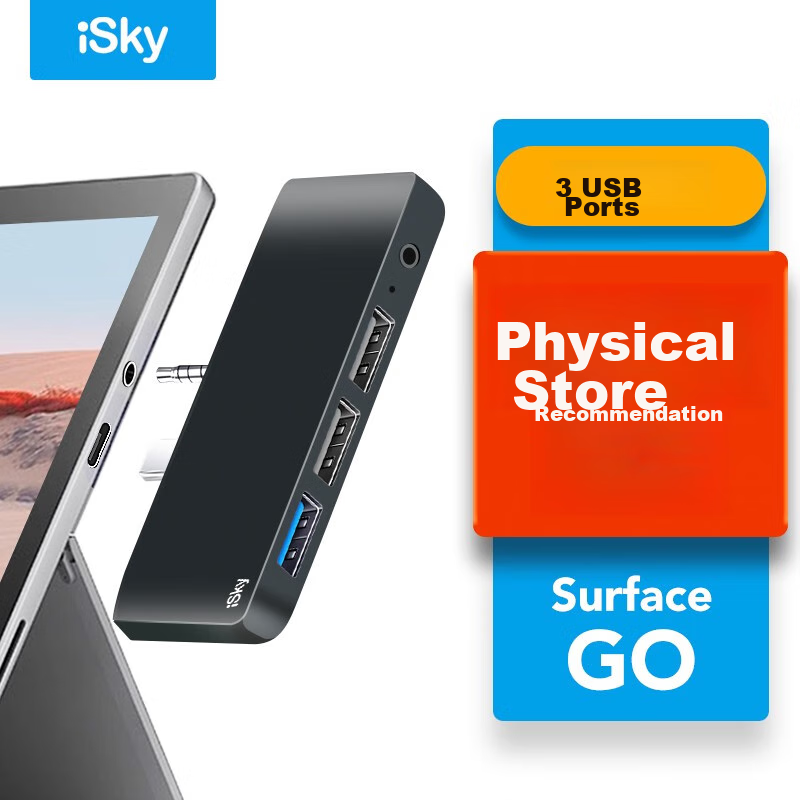 Isky Microsoft Surface Go4/Go3/Go2/Go Docking Station, Type-C Converter, USB-C to 3-Port Hub, Laptop And Tablet Expansion Dock