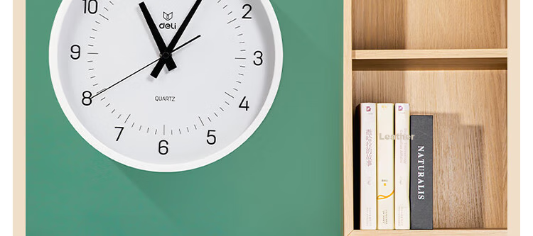 Deli Simple And Stylish Wall Clock, Bedroom Living Room Time Reminder, No Drilling Required Large Dial, Black, LE402 Back-To Seaso 16