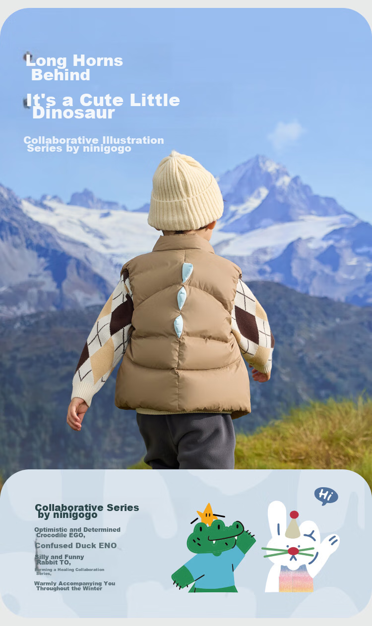BALABALA Children's down Vest Winter Clothing, Boys And Girls Stand-Collar Jacket, Warm And Cute 4