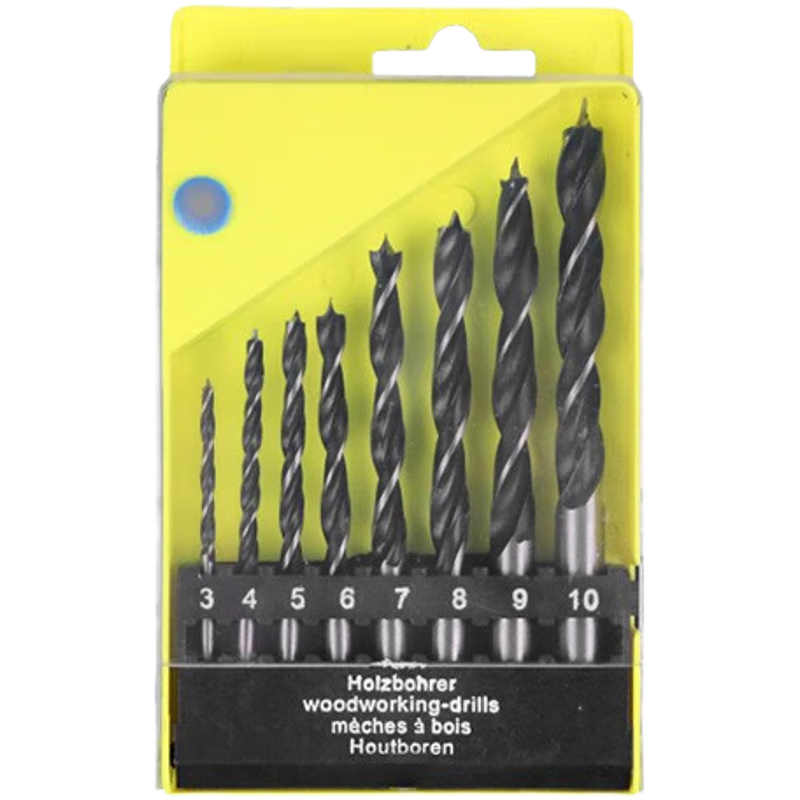 Yanyan Woodworking Tri-Point Drill Bit Hole Opener Set for Wood and Plastic 8-Piece [3-10mm]