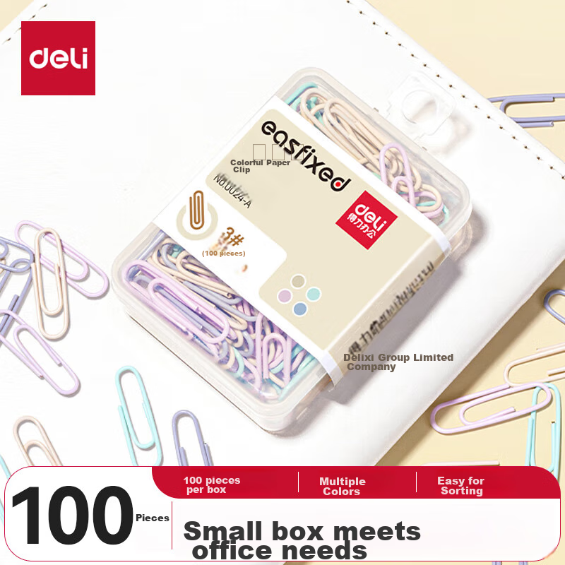 Deli Deli 29mm Morandi Colorful Paper Clips, #3 Metal Binder Clips, Office Stationery Supplies, Document Organization And Storage Items, 100 Pieces/box, 0024-A