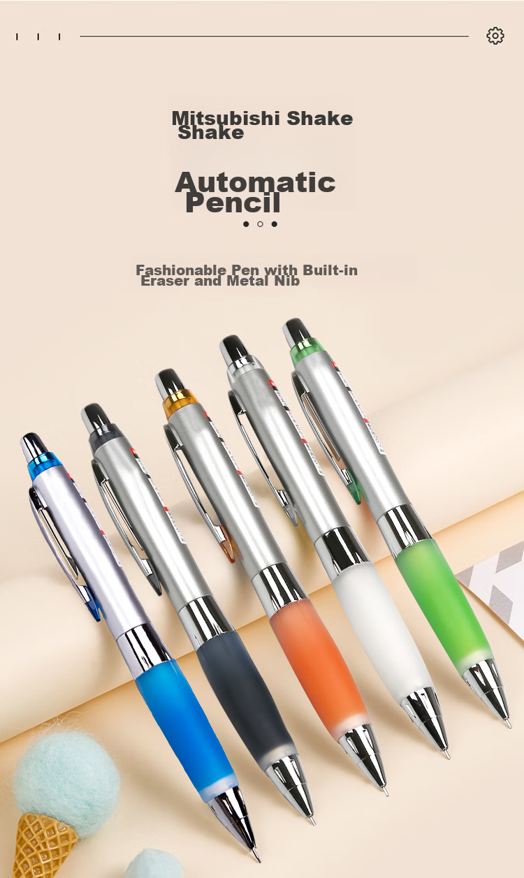 Uni Mitsubishi Automatic Lead Soft Rubber Pencil with Swing-Out Core, Student Writing Pencil M5-617GG, 0.5mm Silver Shaft Blue, 1 Piece 1