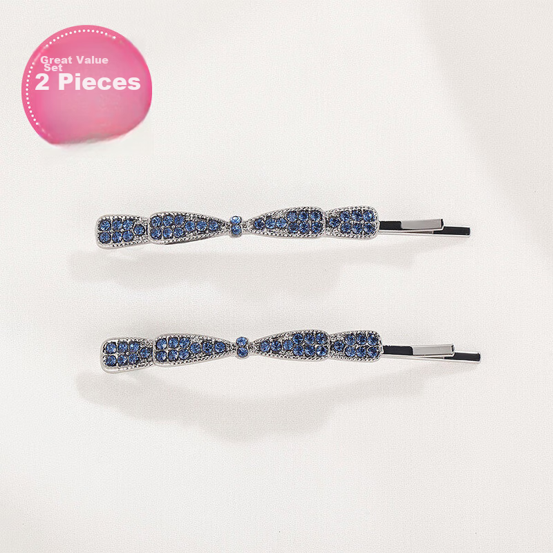 CHIMERA 2 Stylish Barrettes with Rhinestones And Bow Hair Clips for Bangs And Side Hair, Women's Birthday Gift Hair Accessories