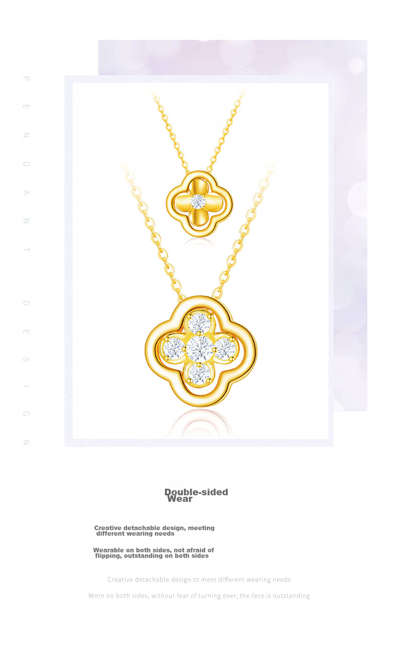 CHOW TAI SENG Four-Leaf Clover Necklace Silver Necklace for Women, 2026 New Light Luxury High-End Birthday Gift for Girlfriend Or Best Friend 4