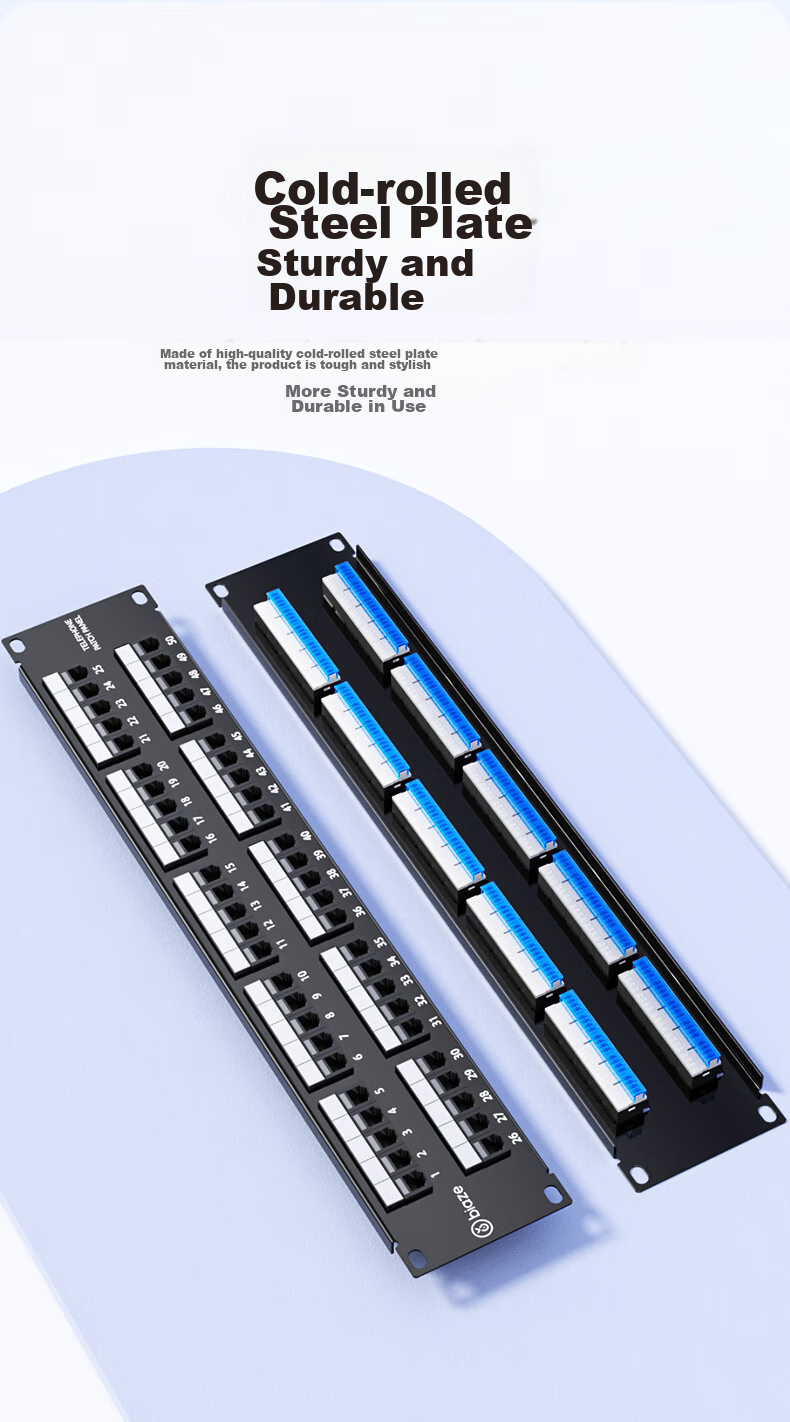 BIAZE 50-Port Telephone Patch Panel, Voice Patch Panel, Engineering-Grade Thickened Gold-Plated RJ11 Telephone Line Crystal Head Direct Plug Patch Panel Rack Module-Type Wire Organizer 3