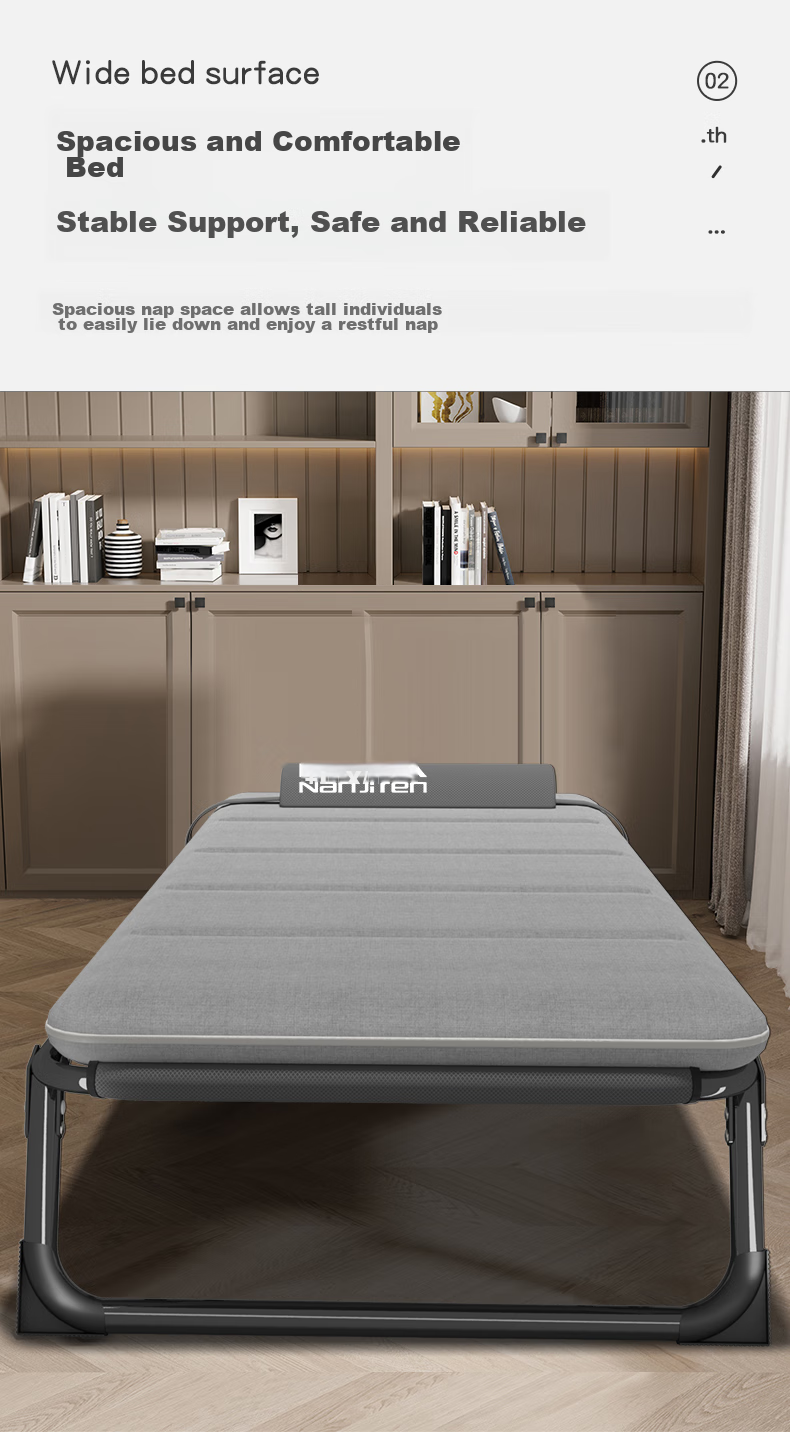 Nanjiren Folding Bed Single Bed Office Nap Bed Military Cot Accompanying Care Bed Two-Fold Bed with Comfortable Cotton Pad 3