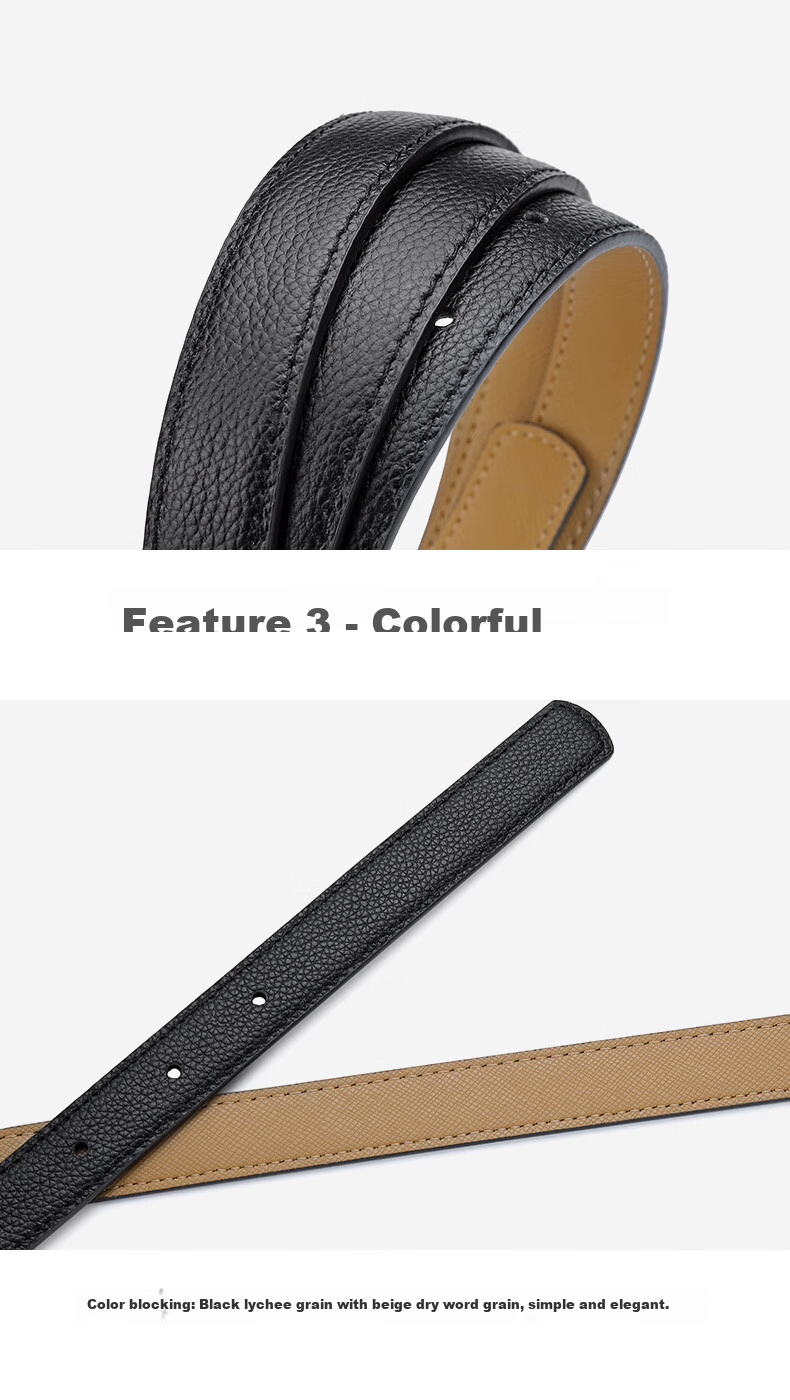 Goldlion Women's Leather Belt with Buckle, Versatile Waistband Gift Box, Birthday Present 12