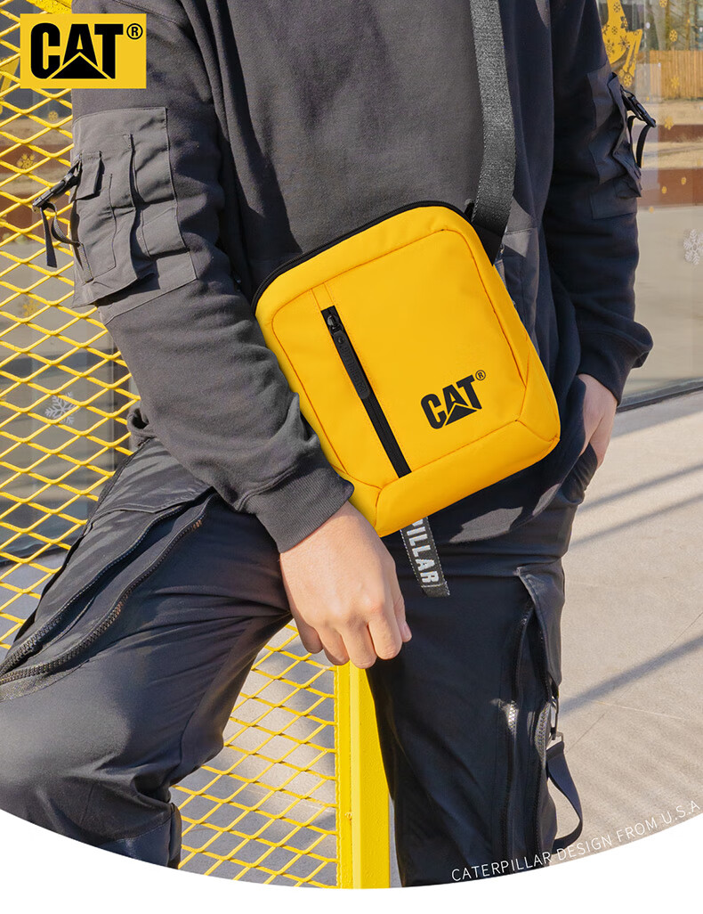 CAT Shoulder Bag, Outdoor Crossbody 10-Inch IPad Tablet Bag, Journalist Bag for Men, Black, 83614 2