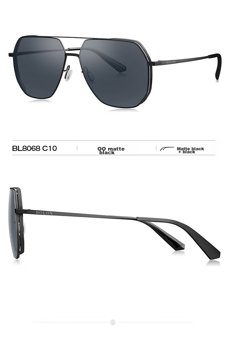 BOLON Aviator Polarized Sunglasses, Toad-Shaped Glasses, UV Protection, Driving Sunglasses, Trendy, BL8068C60 15