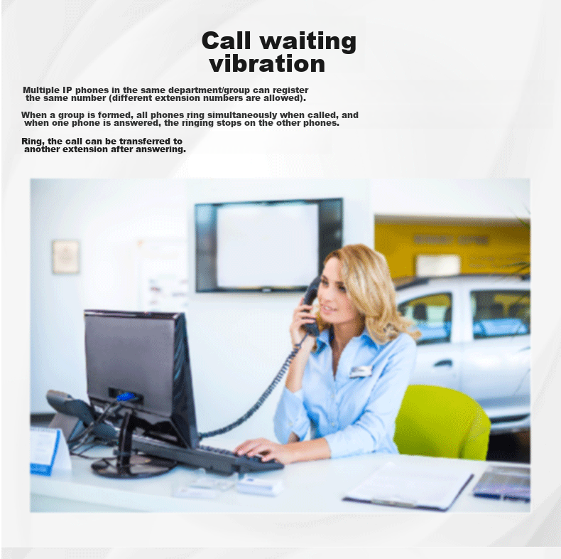 Guowei IP Landline Phone GW23G, Recording Network IP Phone, 2.8-Inch Color Screen, Bluetooth, Wireless WIFI, USB, Gigabit Dual Network Ports, 6-Line Telephone Conference 5