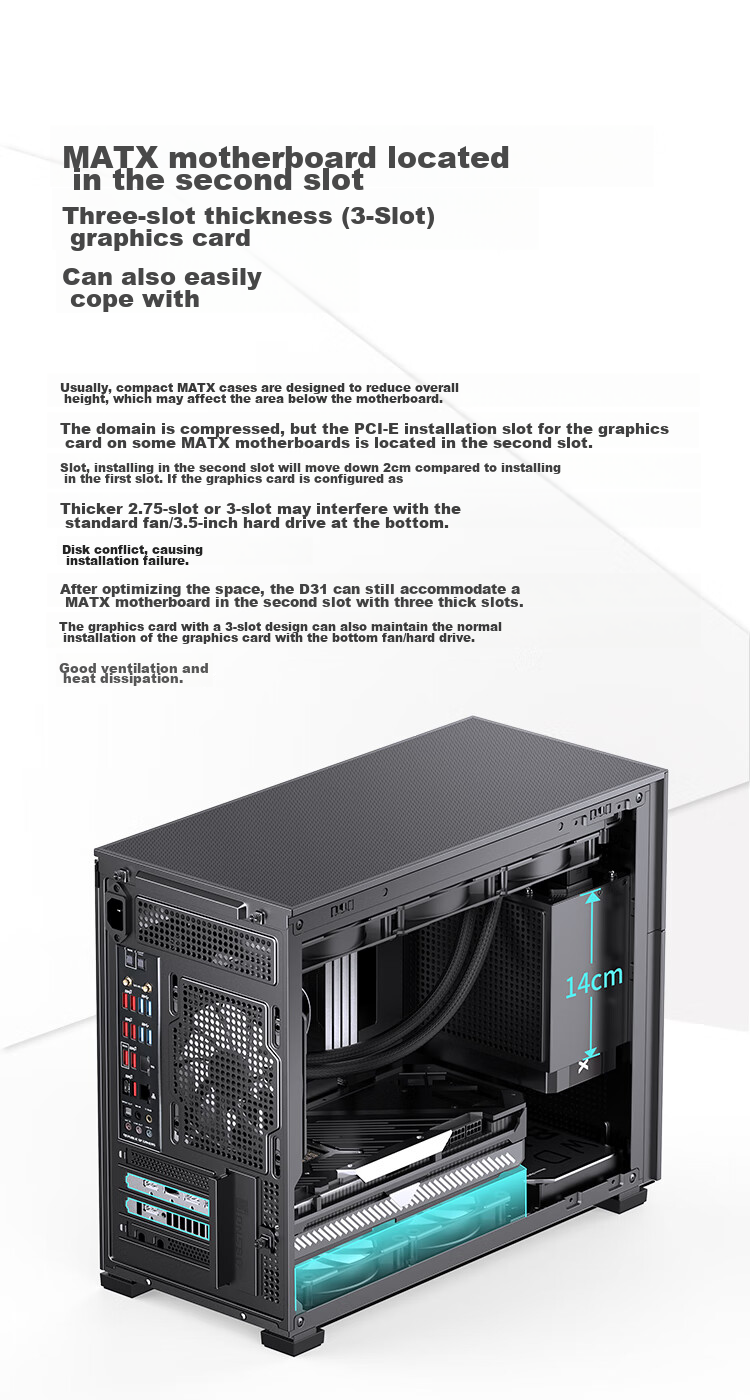 JONSBO D32 PRO White MATX Desktop Small Case (Side Panel, Motherboard, Adjustable Cable Management, Supports MATX Motherboard, ATX Power Supply, 240mm Radiator Mounting) 16