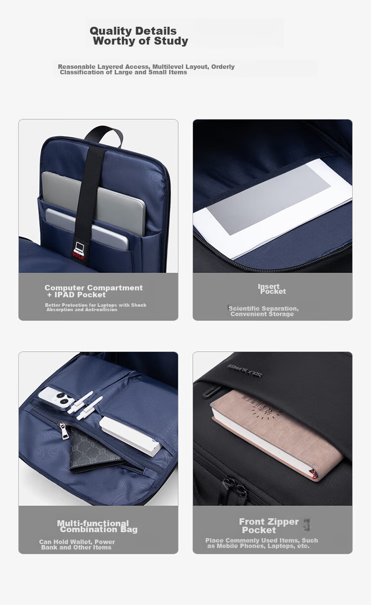 GOLF Laptop Backpack, 15.6-Inch Notebook Bag for Men, Business Travel Bag, Huawei Apple Handheld Computer Bag 10