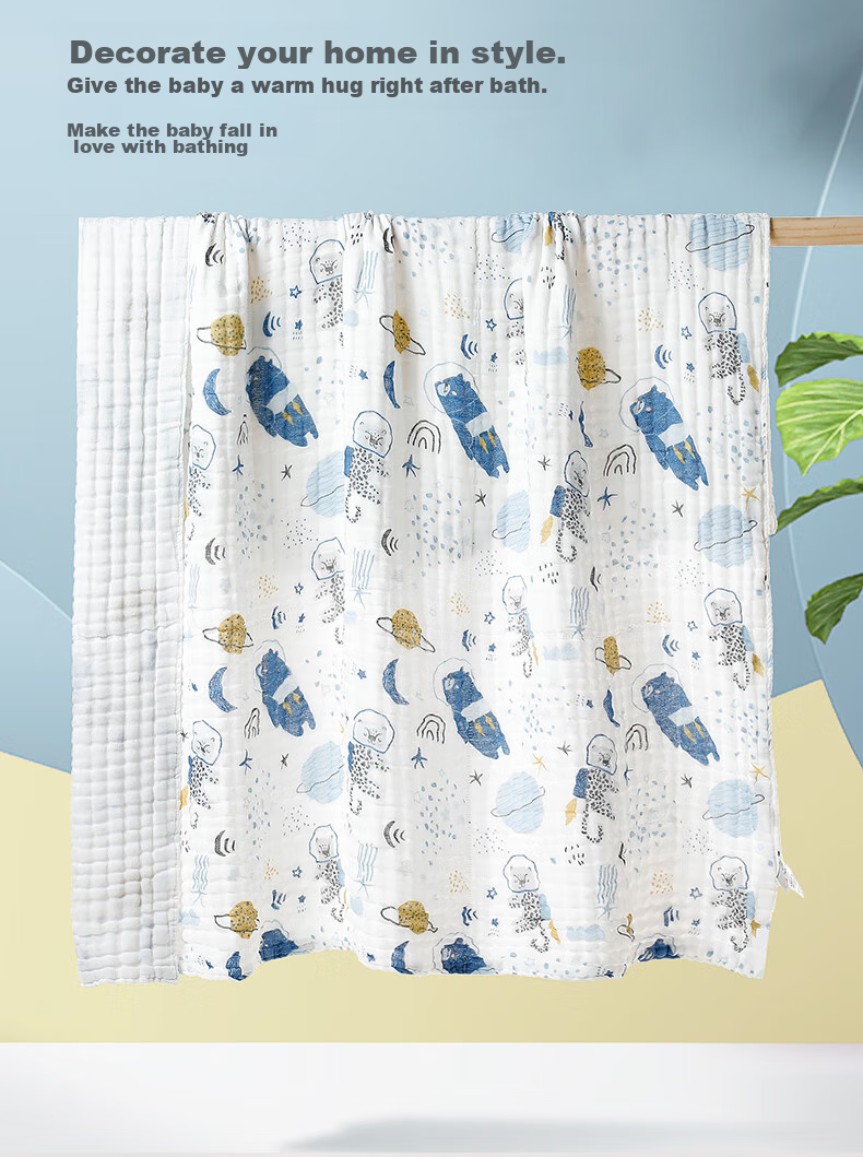 GB Baby Towel Cotton Six-Layer Gauze Blanket 7A Antibacterial Gauze Towel 115*115 Gift Box 8