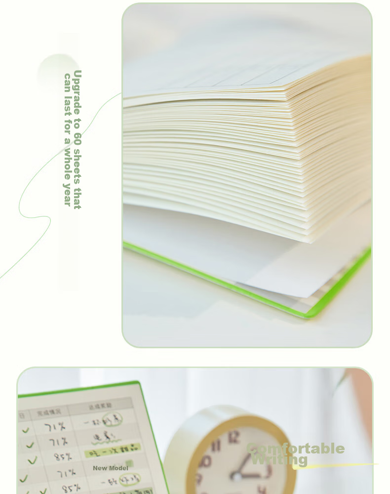 Sannianerban A5/60 Sheets Self-Discipline Check-In Leather Notebook, Student Study Planner, Weekly Schedule Book, Time Management Daily Task Calendar, Parrot Gree 7