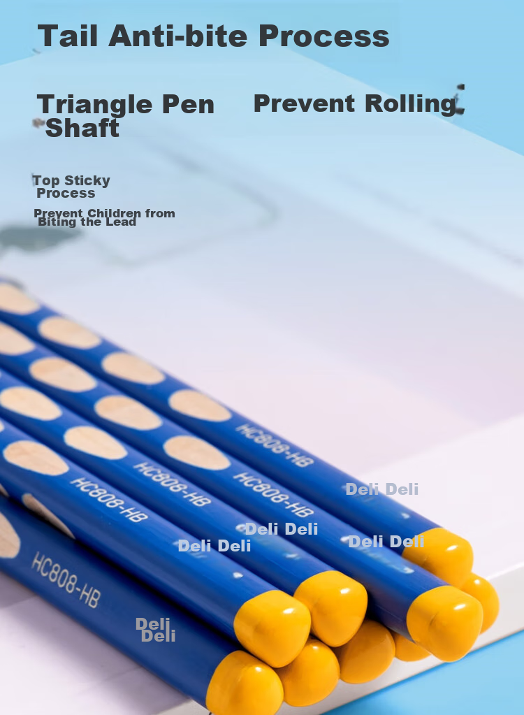Deli Perforated Pencils, 10 Pieces, HB Medium Thick Triangular Grip, Easy to Hold, Small Hand Grip, Posture-Correcting Pencil, Student Writing Practice Pencil, HC808-HB, Back-To Stationery 11