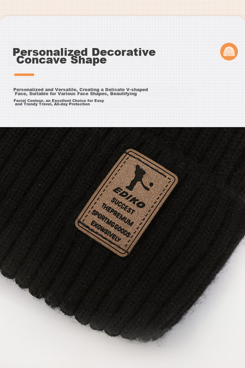 GLO-STORY Winter Knitted Hat for Men And Women with Fleece Lining, Warm Neck Gaiter, Thickened Wool Hat with Ear Protection, Cold-Proof Gray Cap 3