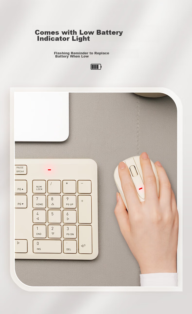 CHERRY DW2300 Wireless Keyboard And Mouse Combo Set, Business Office Home Laptop External Full-Size Quiet Portable Ergonomic Keyboard And Mouse, Vintage White 8