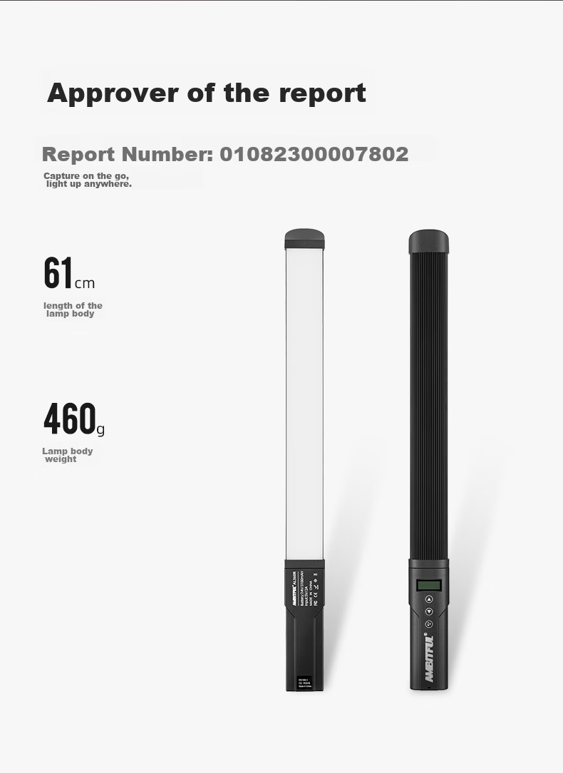 AMBITFUL Photography Fill Light, RGB Full Color Stick Light, Live Streaming Atmosphere Light, Outdoor Shooting Portable Pocket Light, Handheld Ice Light, LED Lighting 12
