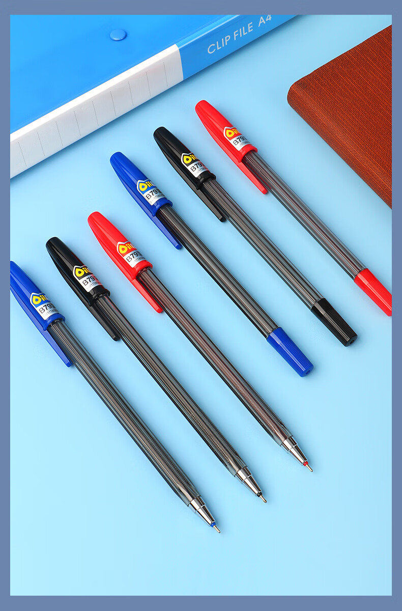 BAOKE B79 Ballpoint Pen 0.7mm Semi-Needle Tip Student Office Use Red Ink 12pcs/Box 1