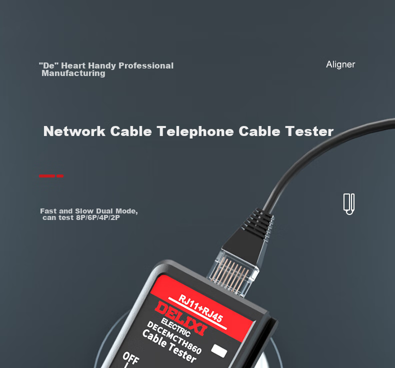 DELIXI ELECTRIC Cable Tester Network Cable Telephone Line Tester Multifunctional Household Cable Pairing Device Fast And Slow Dual Mode 3