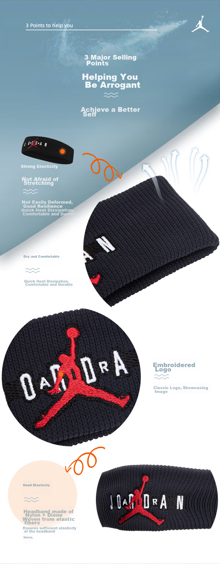 NIKE AJ Headband Sweat-Absorbing Band, J1007580134OS, Red And White, One Size Fits All 3