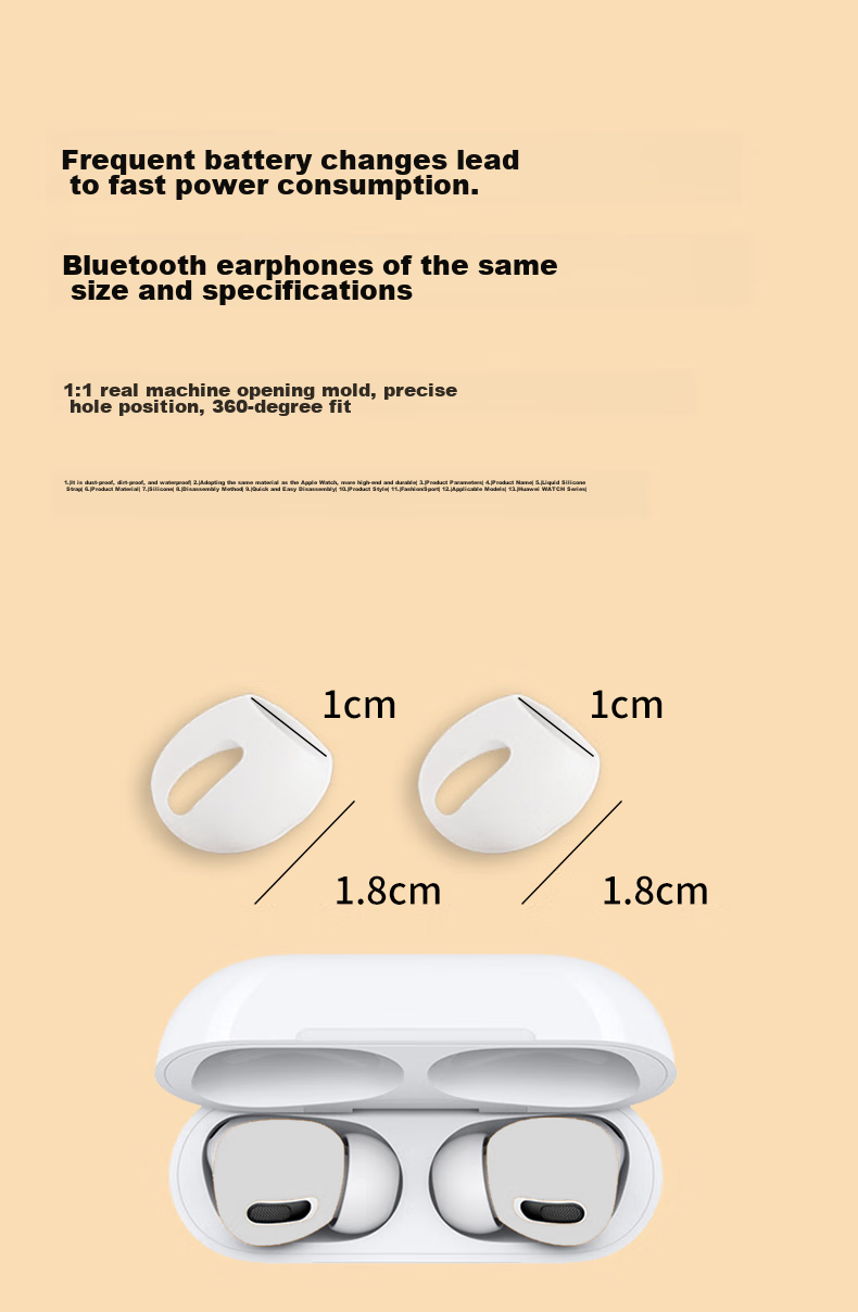 Masentek ES12 Earbud Case Protective Cover Compatible with AirPods Pro 1/2 Bluetooth Earphones for Apple 34/35/36/37 Series, Silicone Anti-Slip Anti-Drop Accessory, 2 Pairs 3