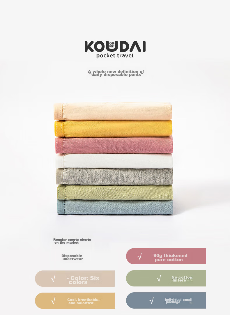 Koudailvxing 7-Pack Disposable Pure Cotton Underwear for Women, Portable, Travel-Friendly, No-Wash Daily Disposable Panties, Pure White, XL Size 1