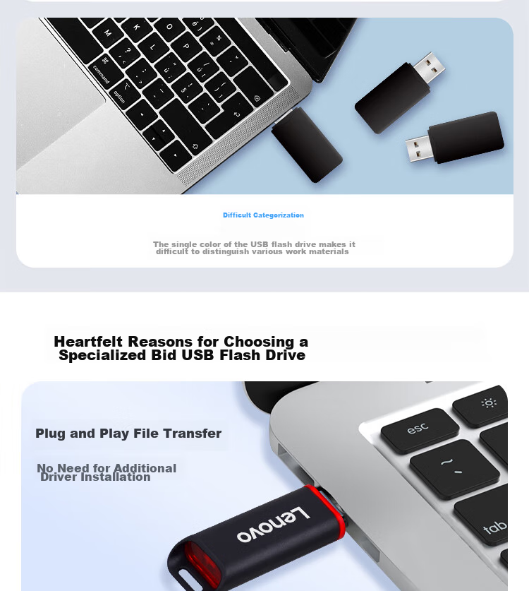 Lenovo 4GB USB2.0 Bid USB Flash Drive SS160, Professional Bidding USB Drive for Company And Enterprise, Black 5