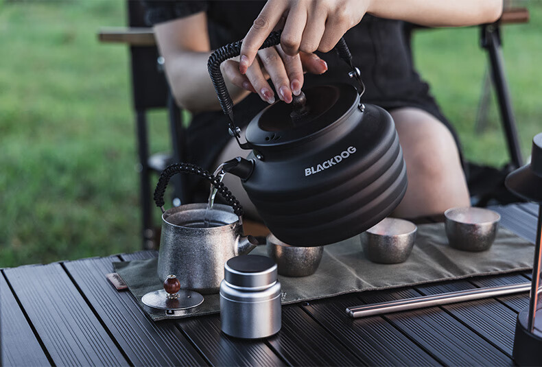 Black Dog Camping Kettle, All-Aluminum Tea Pot for Outdoor Cooking, Portable Stove for Boiling Water, Night Black 5