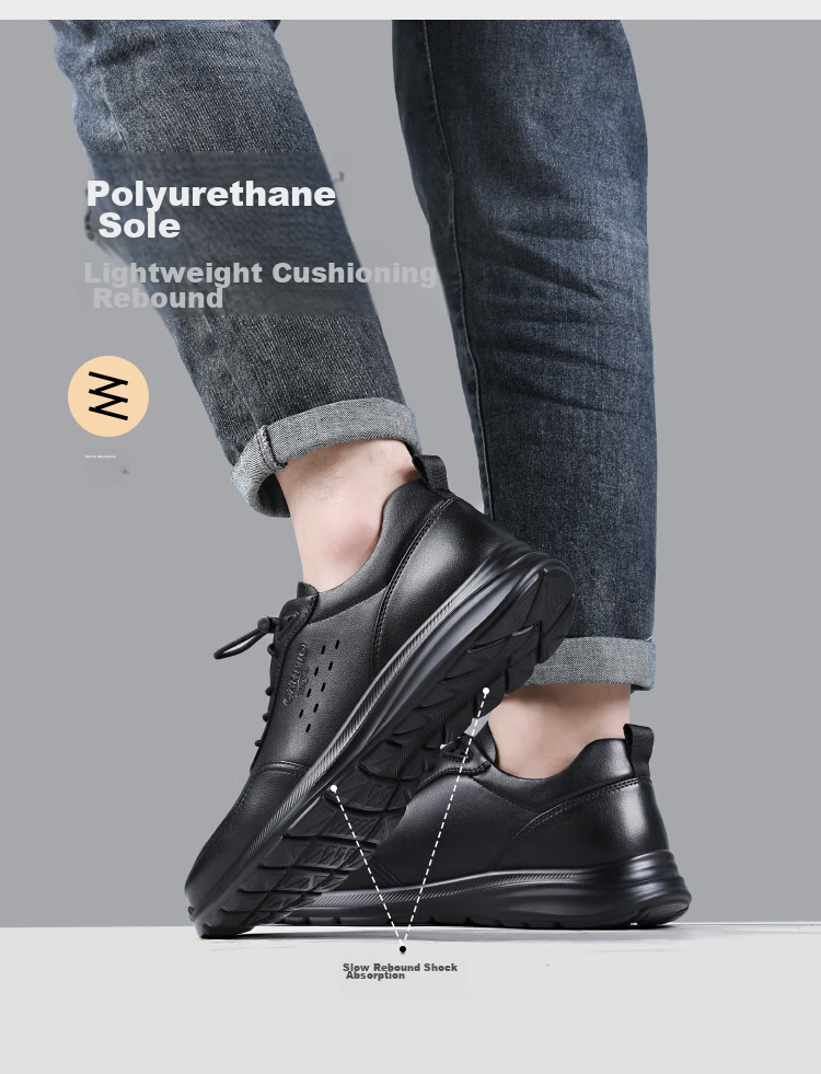 CARTELO Genuine Leather Men's Shoes, Business Casual Sports New Style for Autumn And Winter, Soft Thick-Soled Versatile Commuter Work High-End Black 51