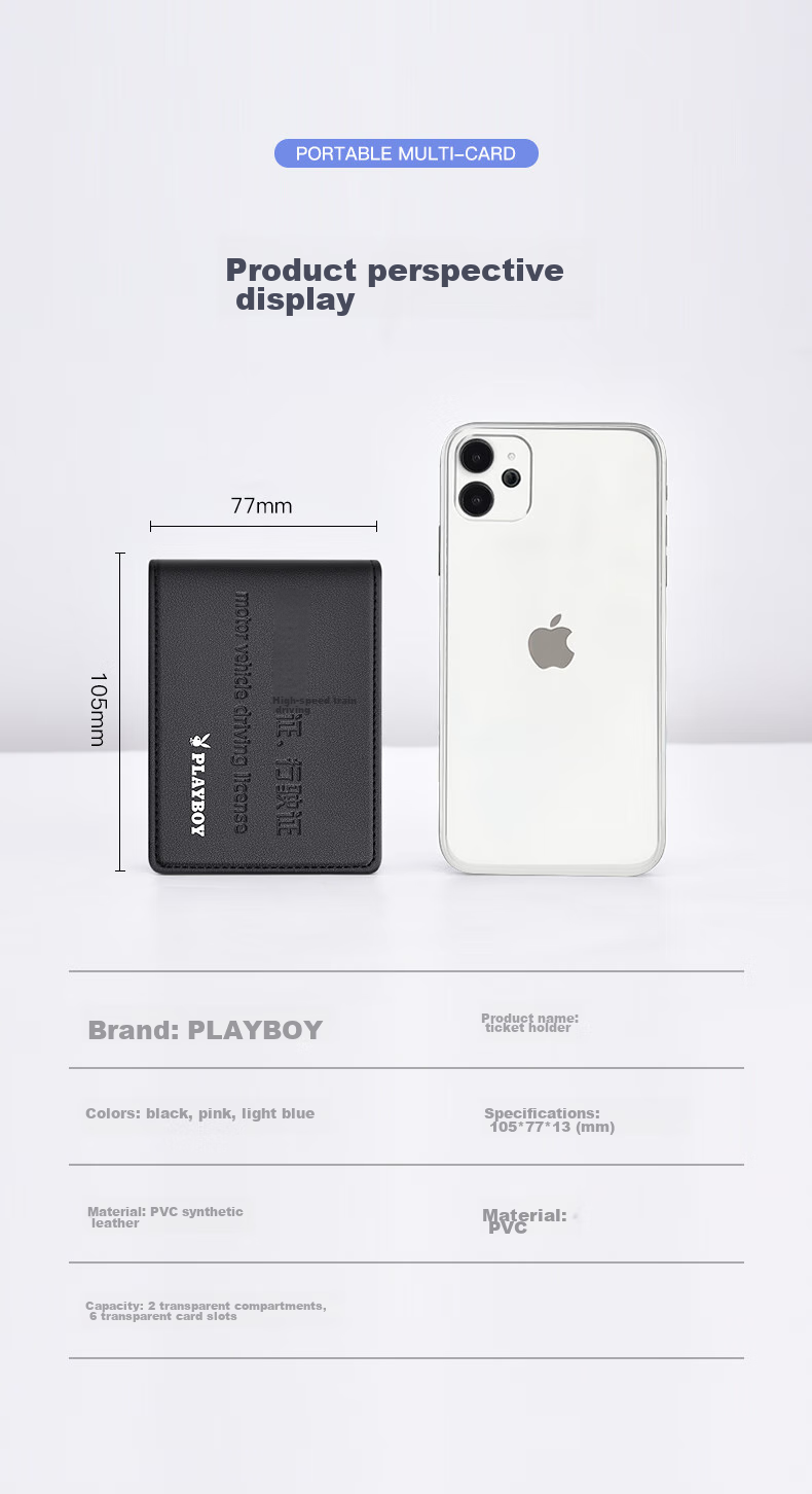 PLAYBOY Driver's License Holder, Men's Driving Permit Protective Case, Multifunctional Vehicle Driving Document Holder, Two-In License Clip 9