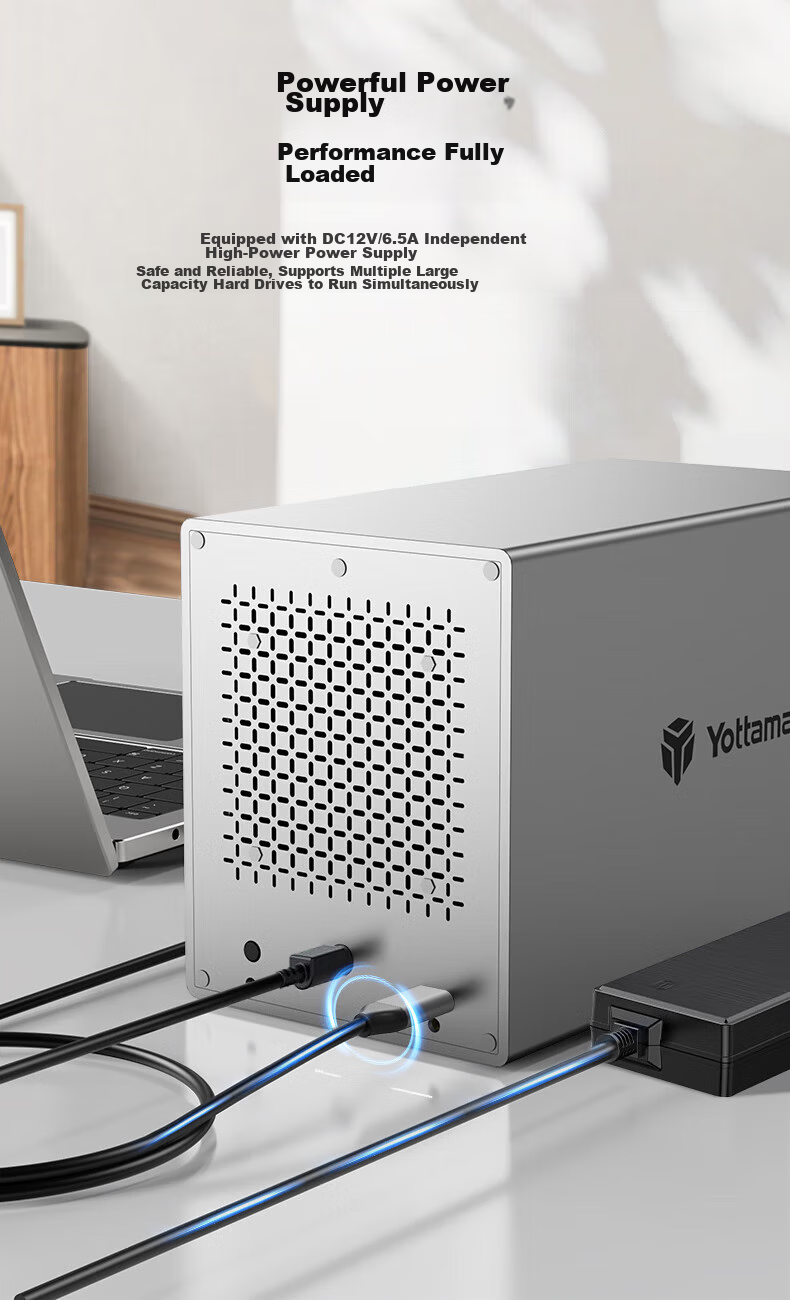 Yottamaster Magnetic Disk Array Hard Drive Enclosure, Multi-Bay Hard Drive Case, RAID Storage with Temperature Control Fan, Suitable for NAS Expansion Storage Capacity Increase, 2.5/3.5 SATA Mechanical And Solid State Drives 12