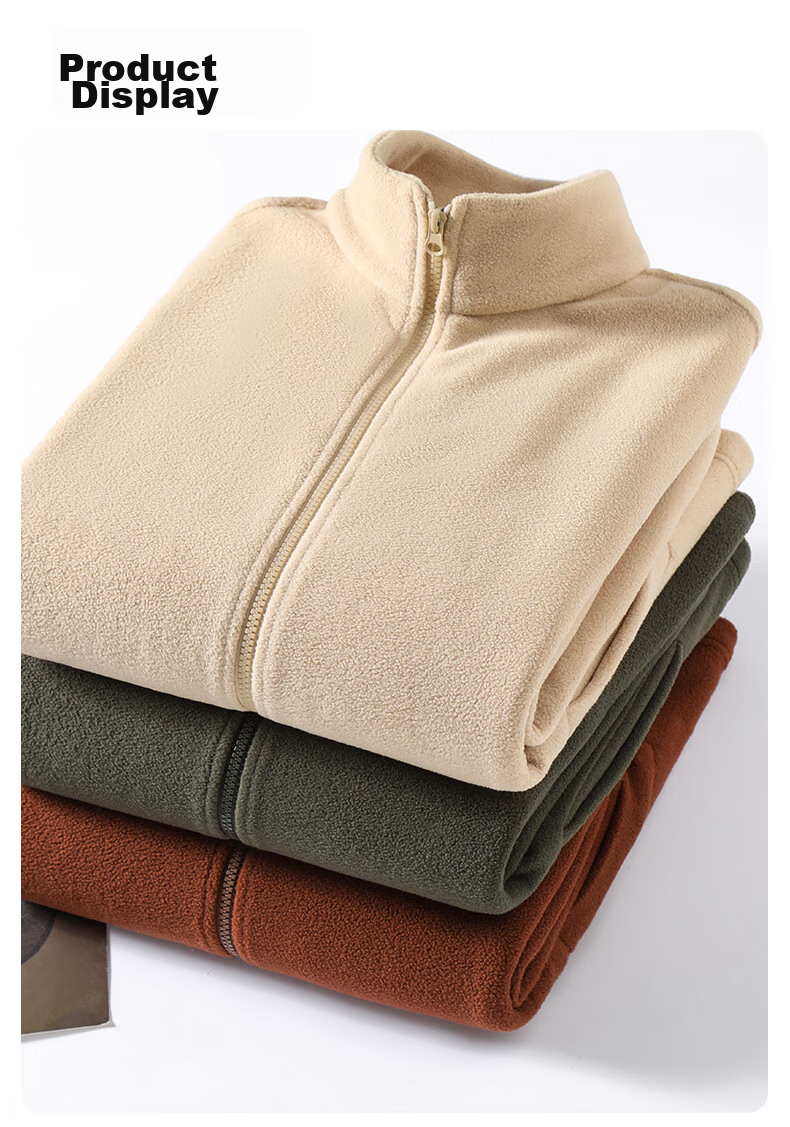 JEEP SPIRIT Men's Winter Jacket, Fleece-Lined Double-Sided Fleece Sports Coat, Stand-Collar Cardigan Inner Lining Fleece Clothing for Me 12