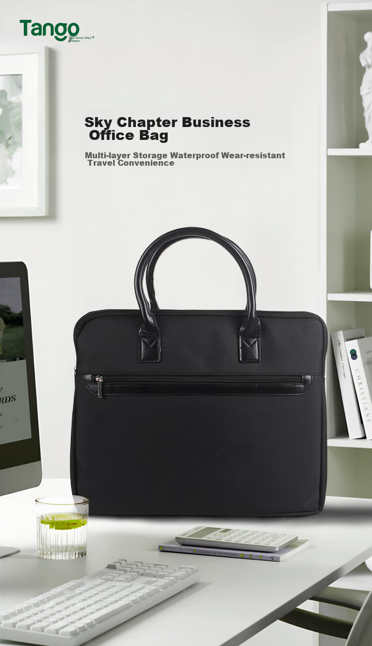TANGO Office Supplies Handbag/conference Bag/business Bag/document Bag/laptop Bag/briefcase, Waterproof with Compartment, Leather, Exquisite Business Bag, Black 2