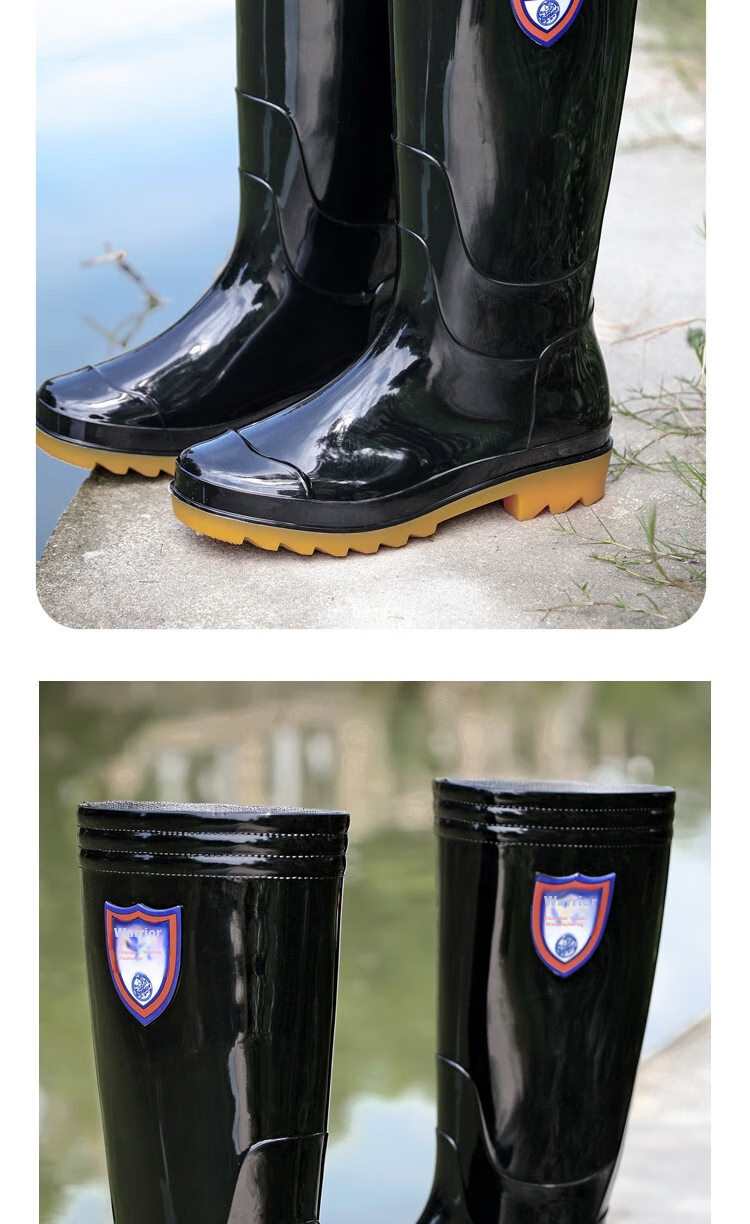Huili Rain Boots for Men, Waterproof Outdoor Wear-Resistant Rubber Shoes, Non-Slip Rain Boots, Overshoes HL822866, Mid-Calf, Black, Size 44 14