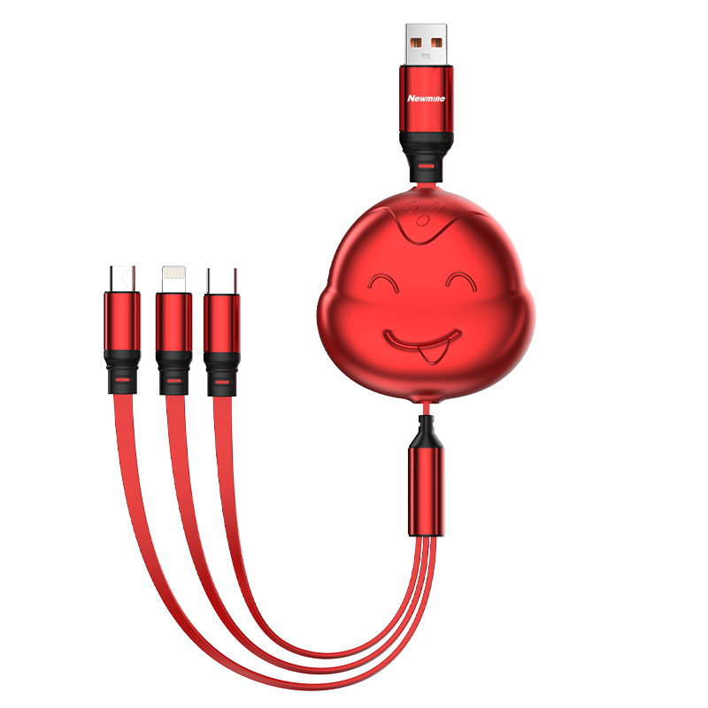 Newmine Cute Snake Data Cable Three-In Charging Cable 22.5 Fast Charging Adapter Cable One-To Phone Car Charger [Snake Year New Model]