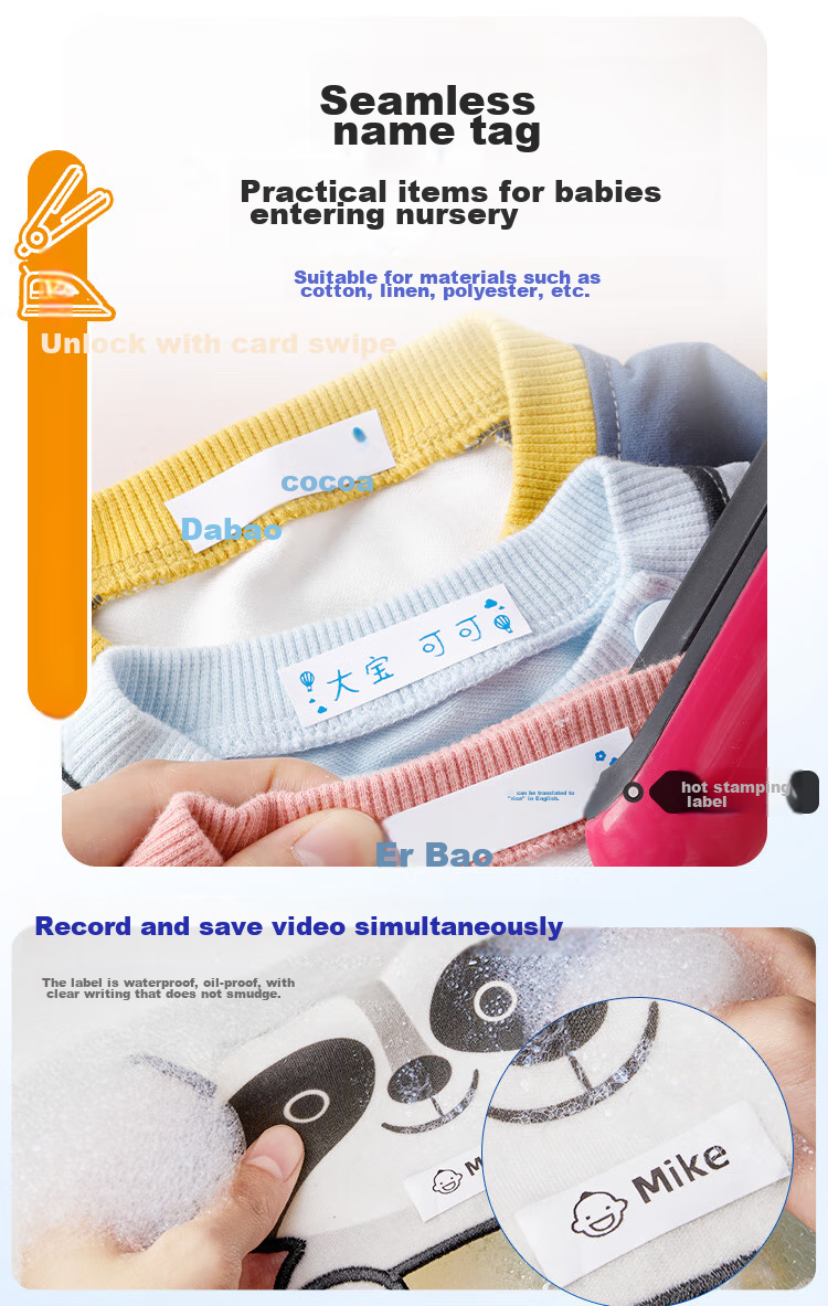 Aimo P12pro Rainbow Machine, Thermal Transfer Label Printer, Back-To Gift, Compact Home-Use Handheld Waterproof Non-Drying Adhesive Sticker Ribbon Heat Transfer Name Tag Printer 5
