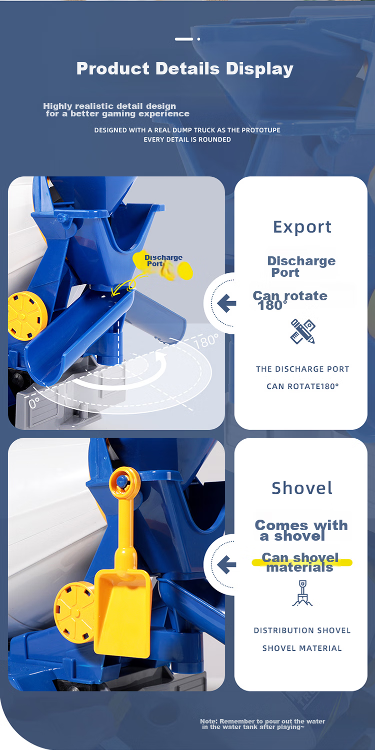 XST Extra Large Mixing Truck Children's Toy with Sound And Light, Can Dispense Concrete Cement, Tank Truck, Boys' Birthday Gift 8