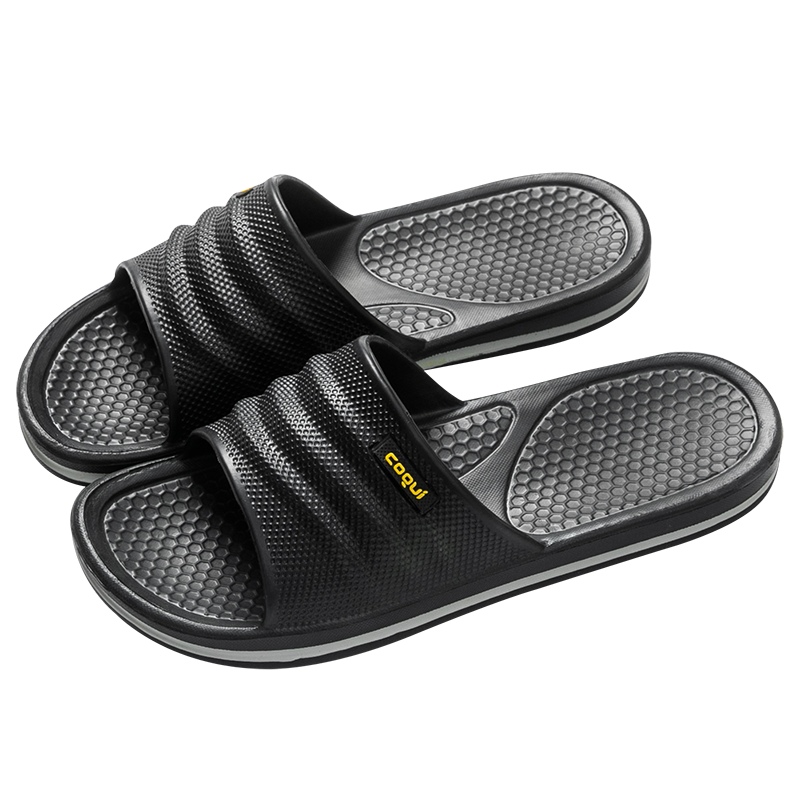 Coqui Slippers for Men, Couples' Home Wear, Lightweight, Soft And Comfortable, Bathroom Sandals, Men's Style, Deep Space Black, Size 44-45, CQ7922
